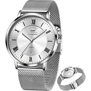 Olevs Men's Sliver Stainless Steel Man Watch with Date Luminous Stylish Watch